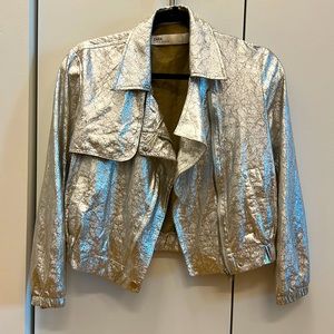 Zara. Small. Silver Moto jacket.